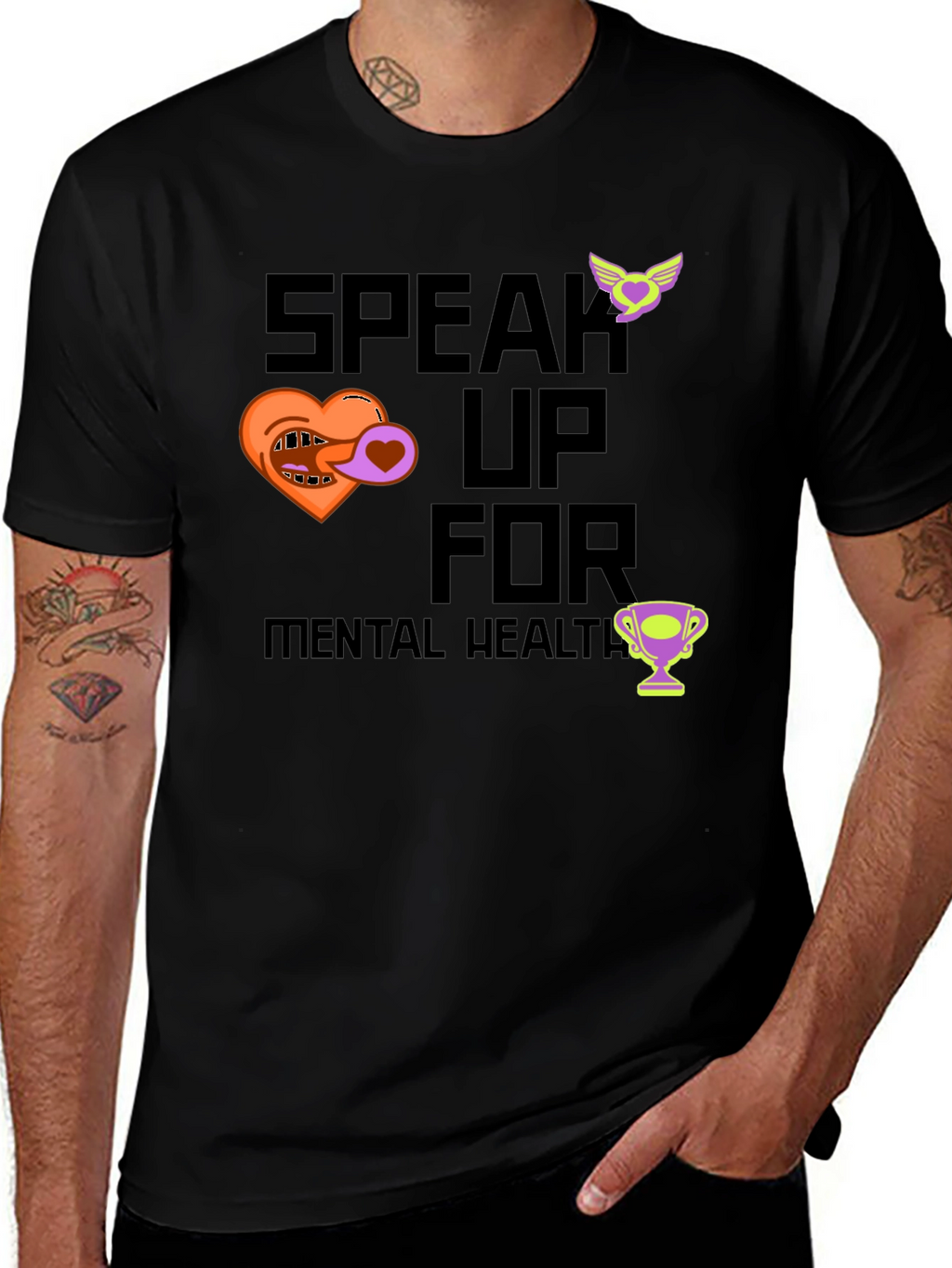Speak Up for Mental Health Black Graphic Tee