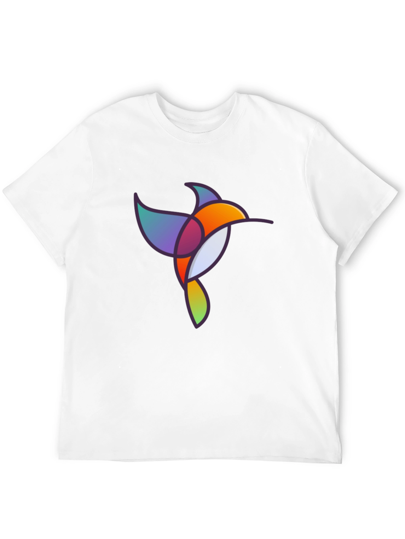 Abstract Geometric Hummingbird Graphic Tee - Black