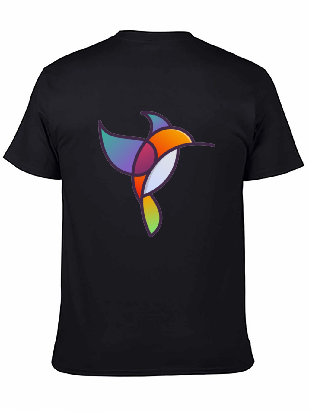 Abstract Geometric Hummingbird Graphic Tee - Black