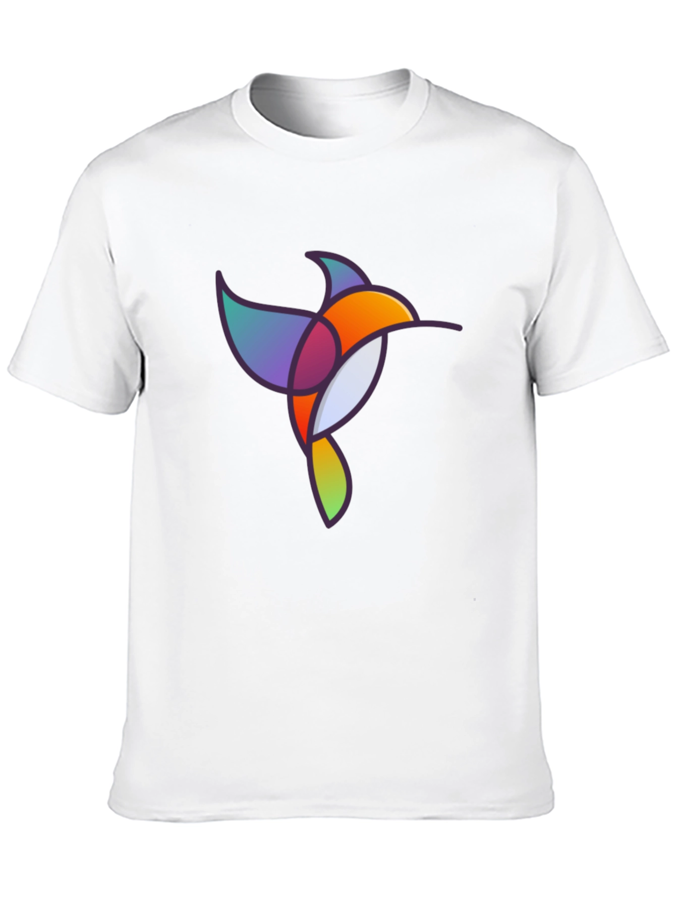 Abstract Geometric Hummingbird Graphic Tee - Black