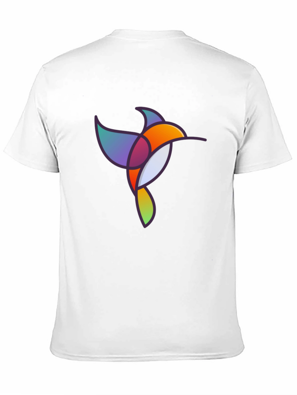 Abstract Geometric Hummingbird Graphic Tee - Black