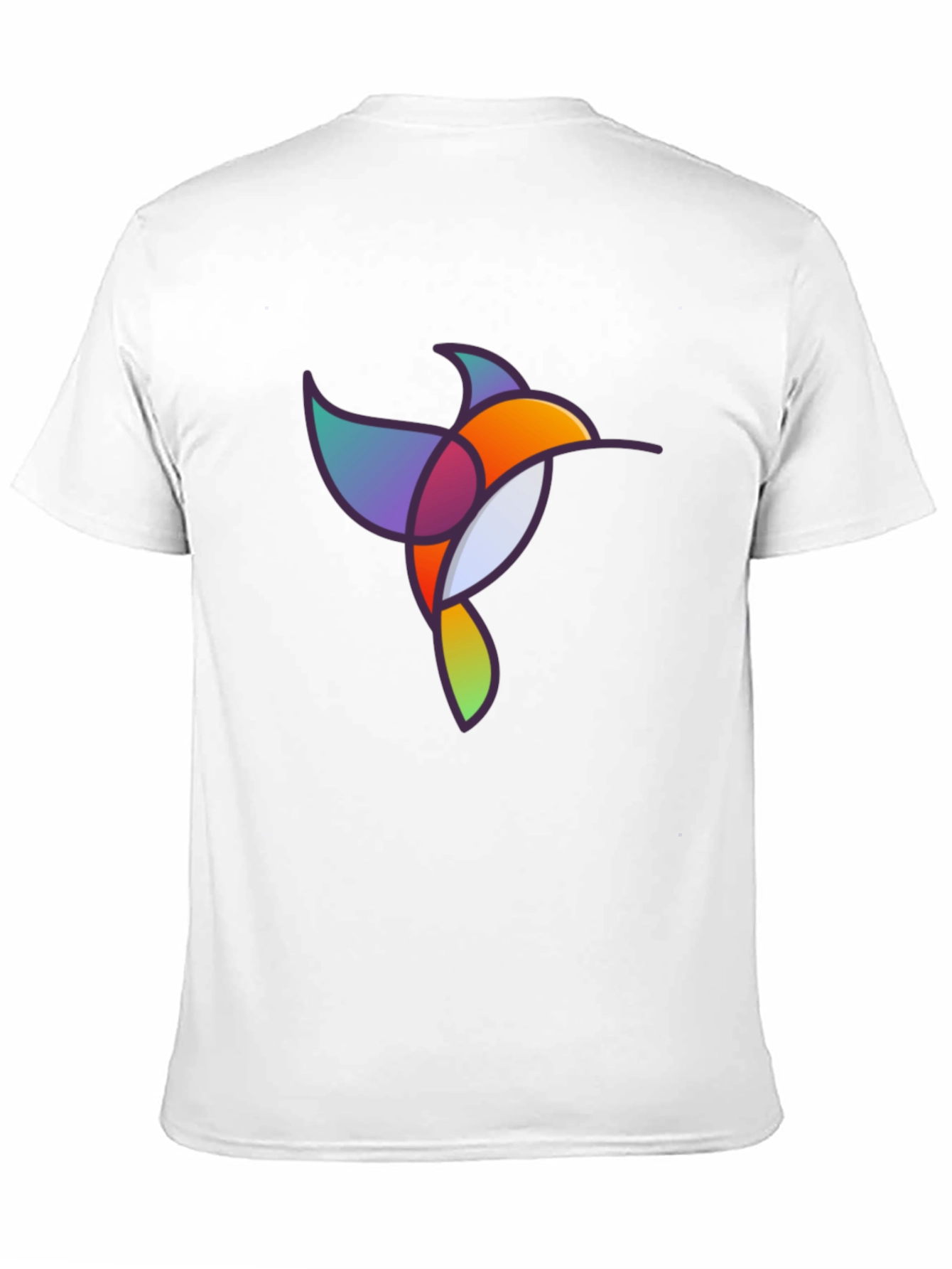 Abstract Geometric Hummingbird Graphic Tee - Black