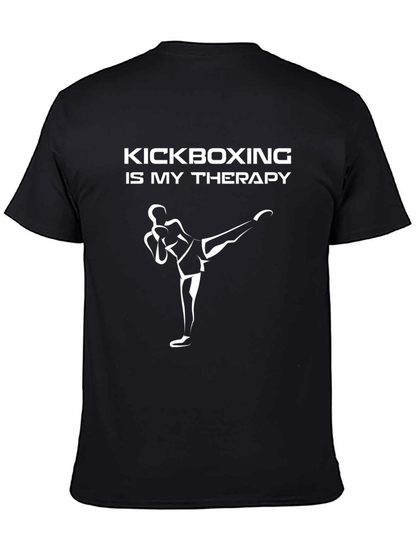 Kickboxing Is My Therapy Black Graphic T-Shirt