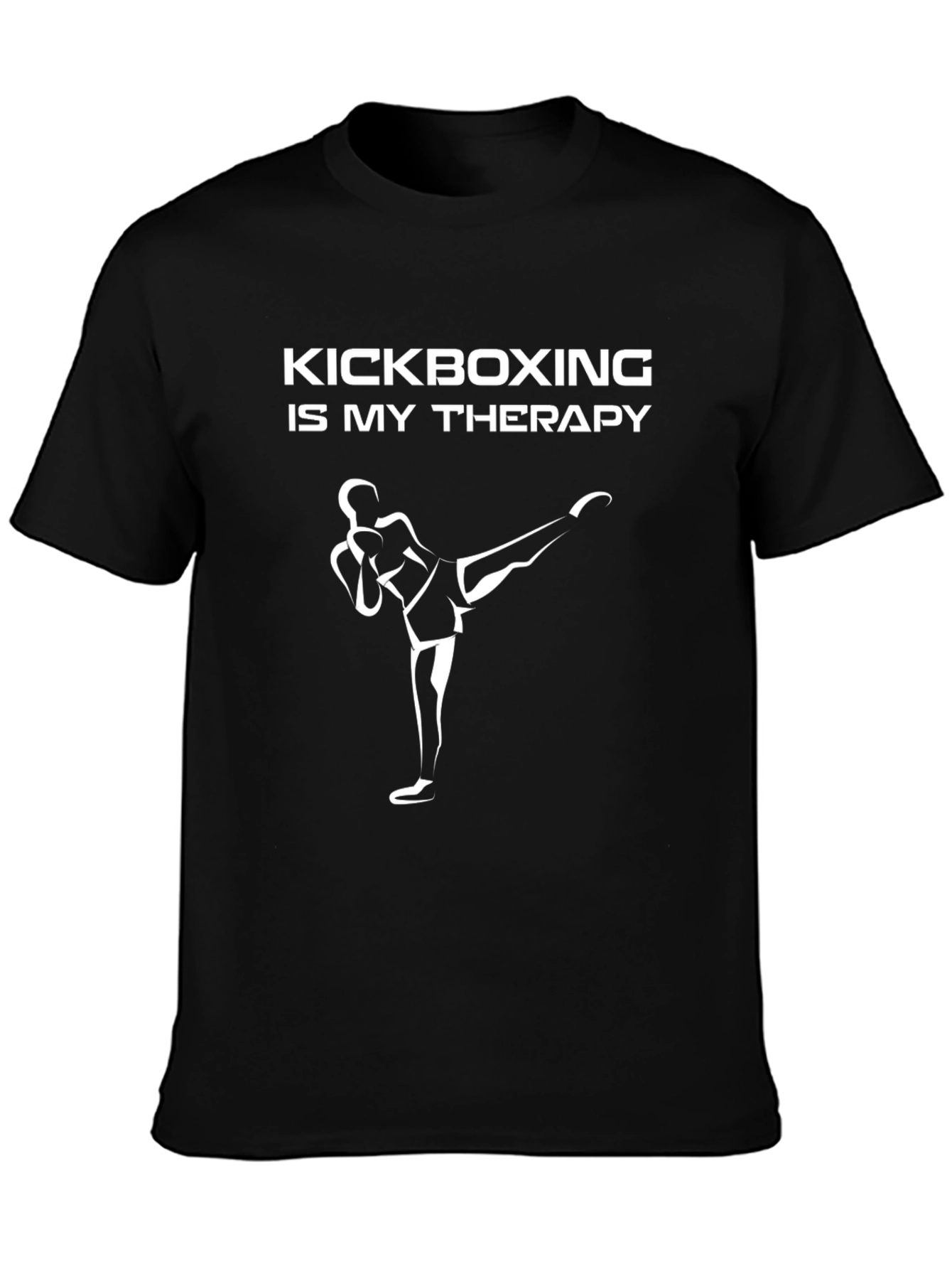 Kickboxing Is My Therapy Black Graphic T-Shirt