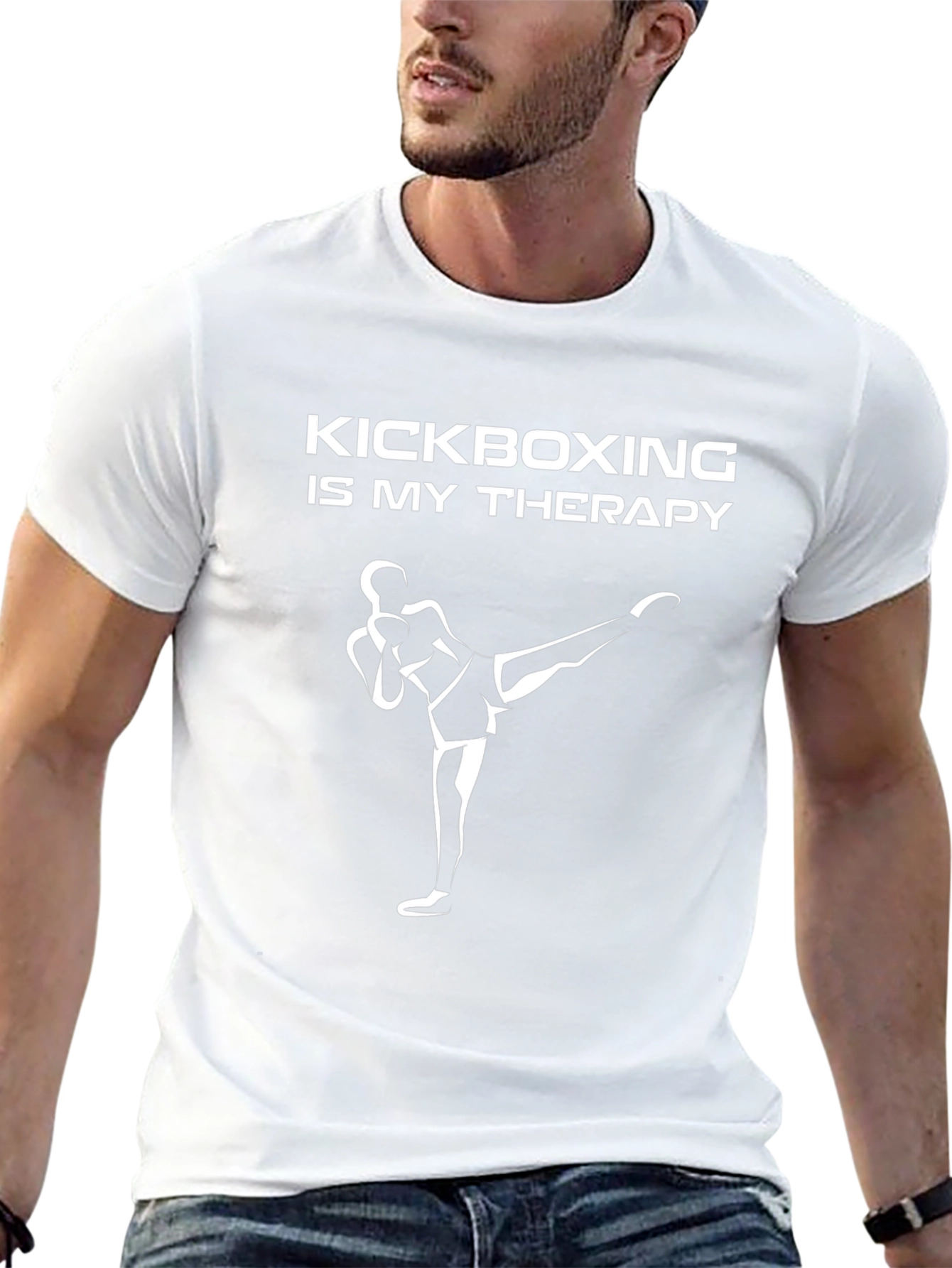 Kickboxing Is My Therapy Black Graphic T-Shirt