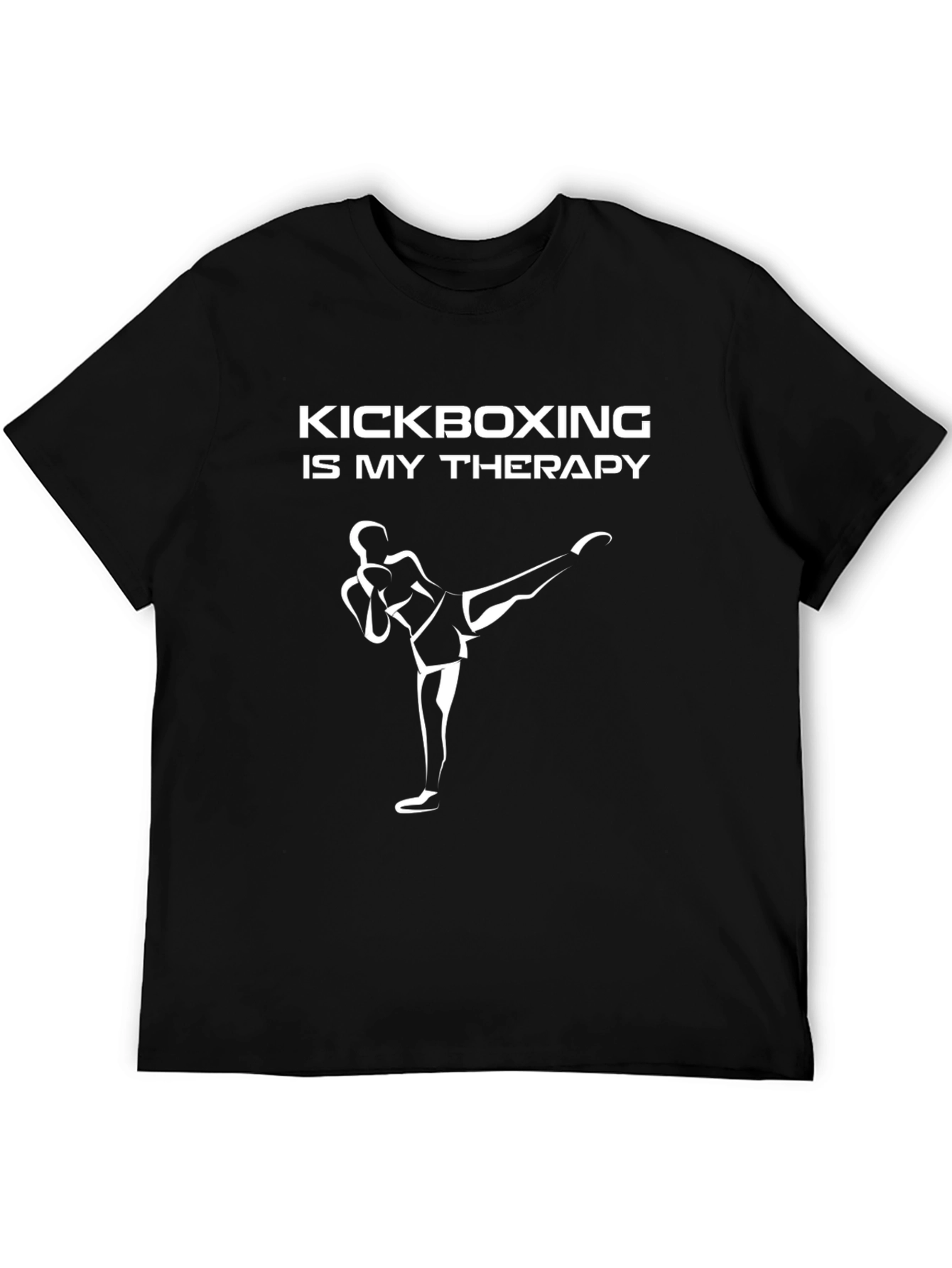 Kickboxing Is My Therapy Black Graphic T-Shirt