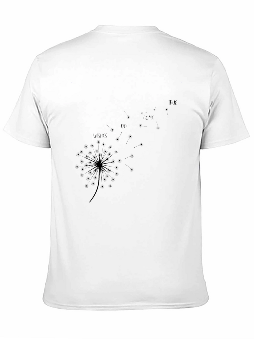 Dandelion Wishes Graphic Tee - Black Cotton Casual T-Shirt
