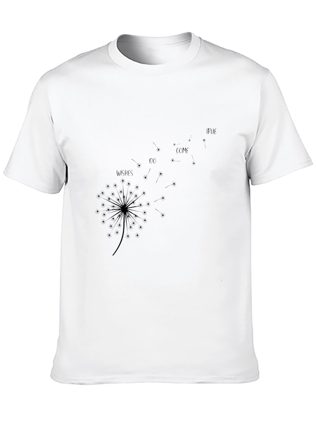 Dandelion Wishes Graphic Tee - Black Cotton Casual T-Shirt
