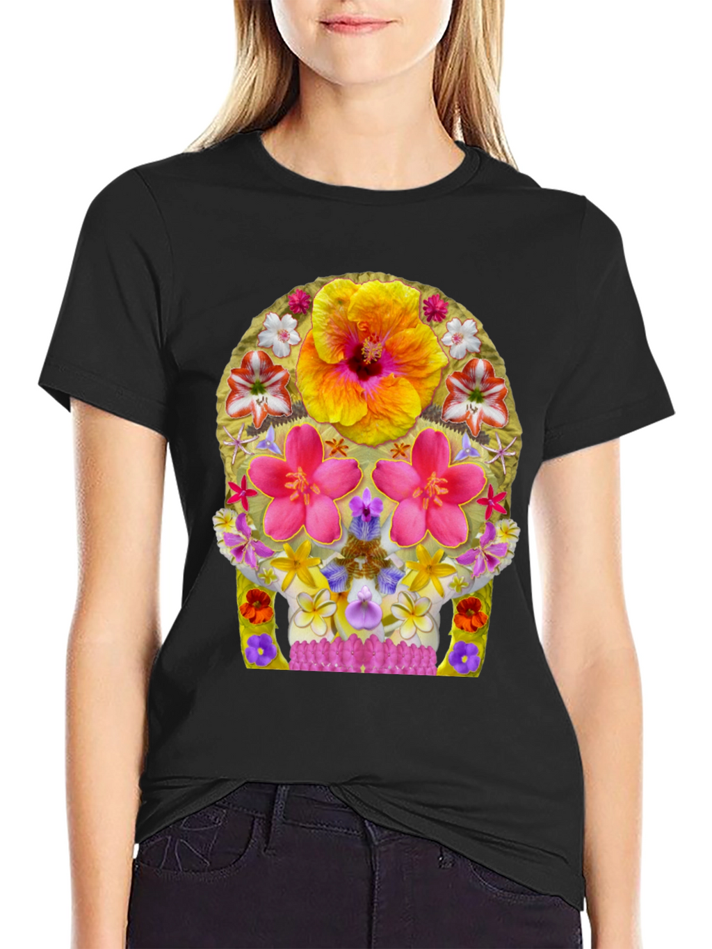 Floral Skull Graphic Tee