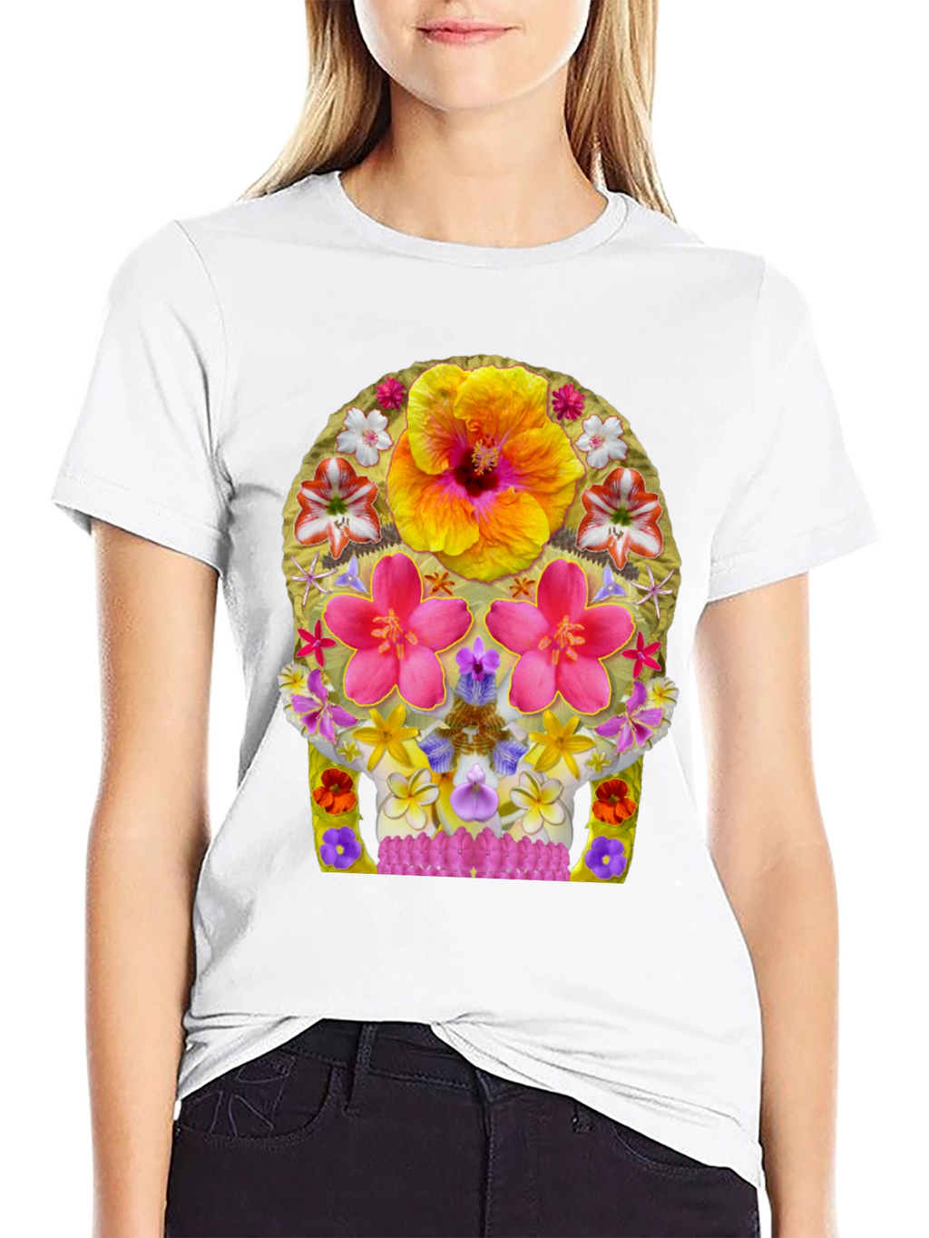 Floral Skull Graphic Tee