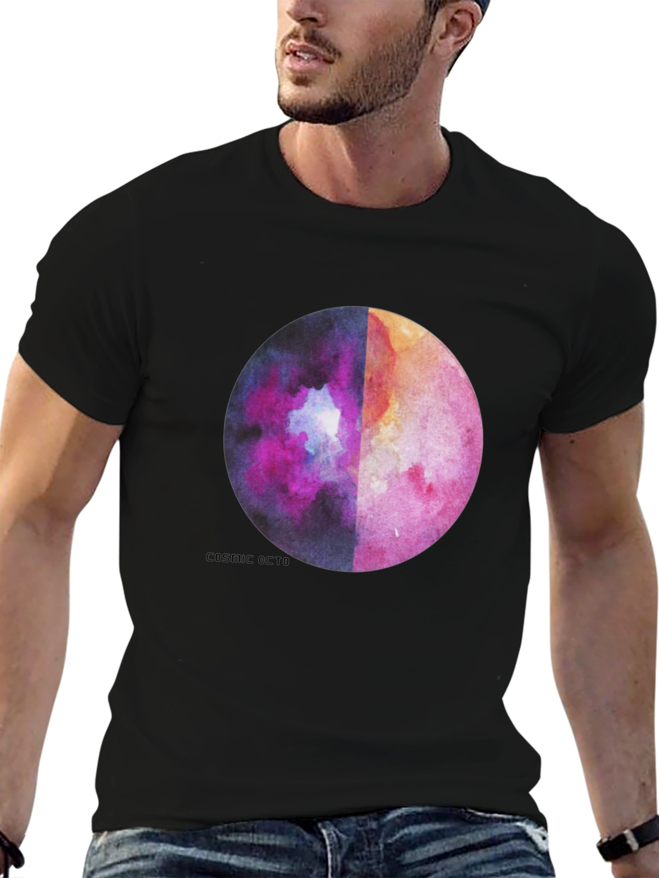 Cosmic Octo Moon Watercolor Graphic Tee