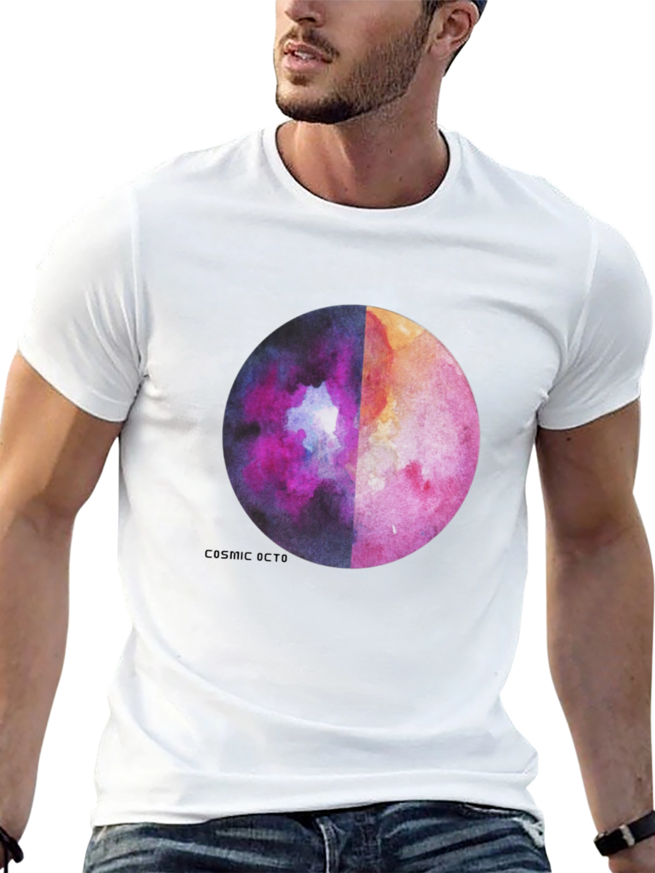 Cosmic Octo Moon Watercolor Graphic Tee