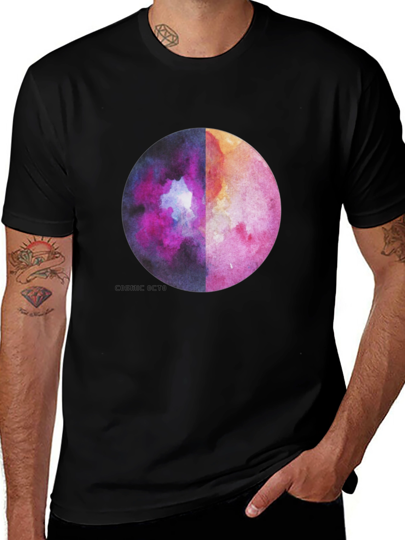 Cosmic Octo Moon Watercolor Graphic Tee