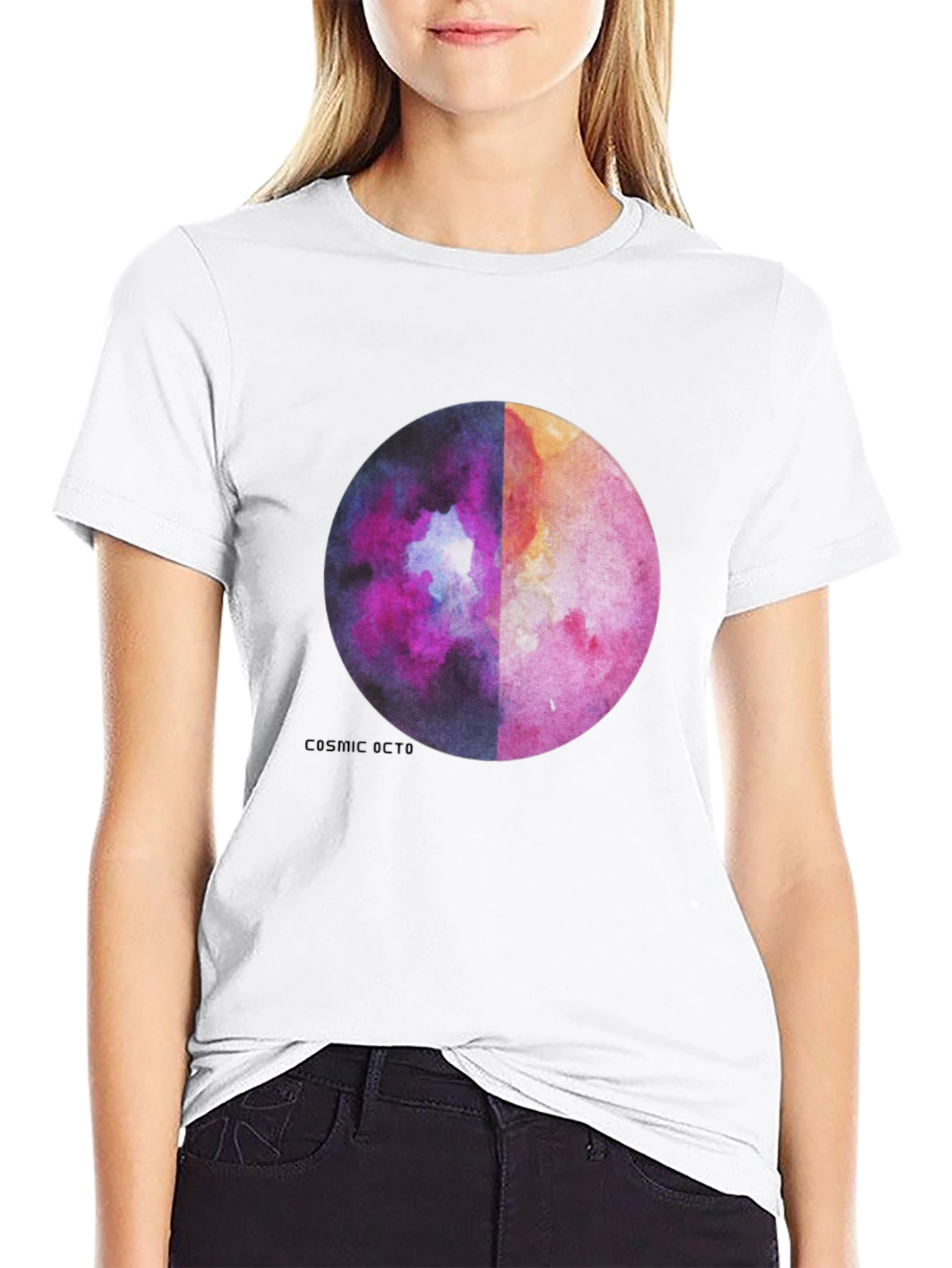 Cosmic Octo Moon Watercolor Graphic Tee