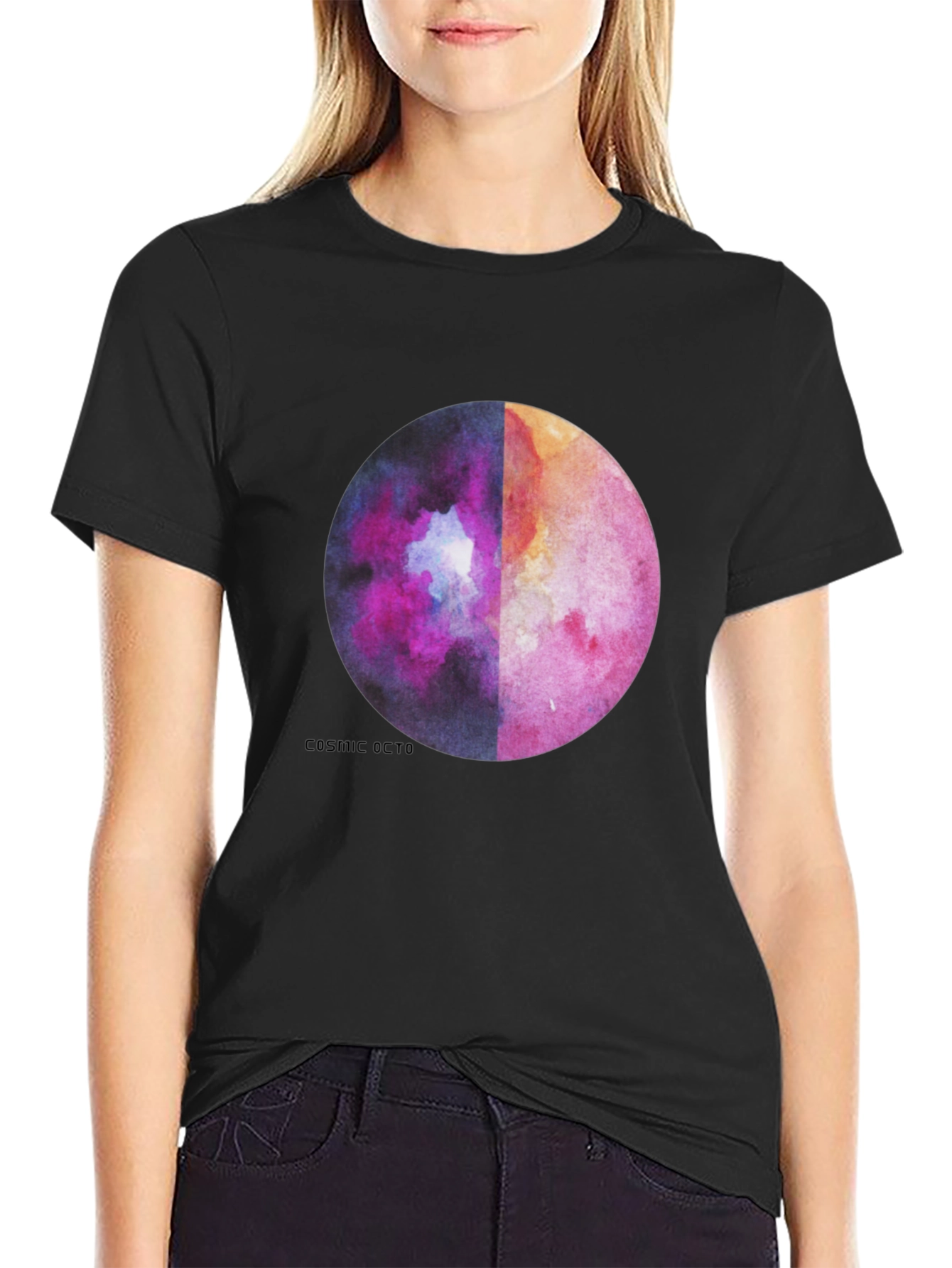 Cosmic Octo Moon Watercolor Graphic Tee