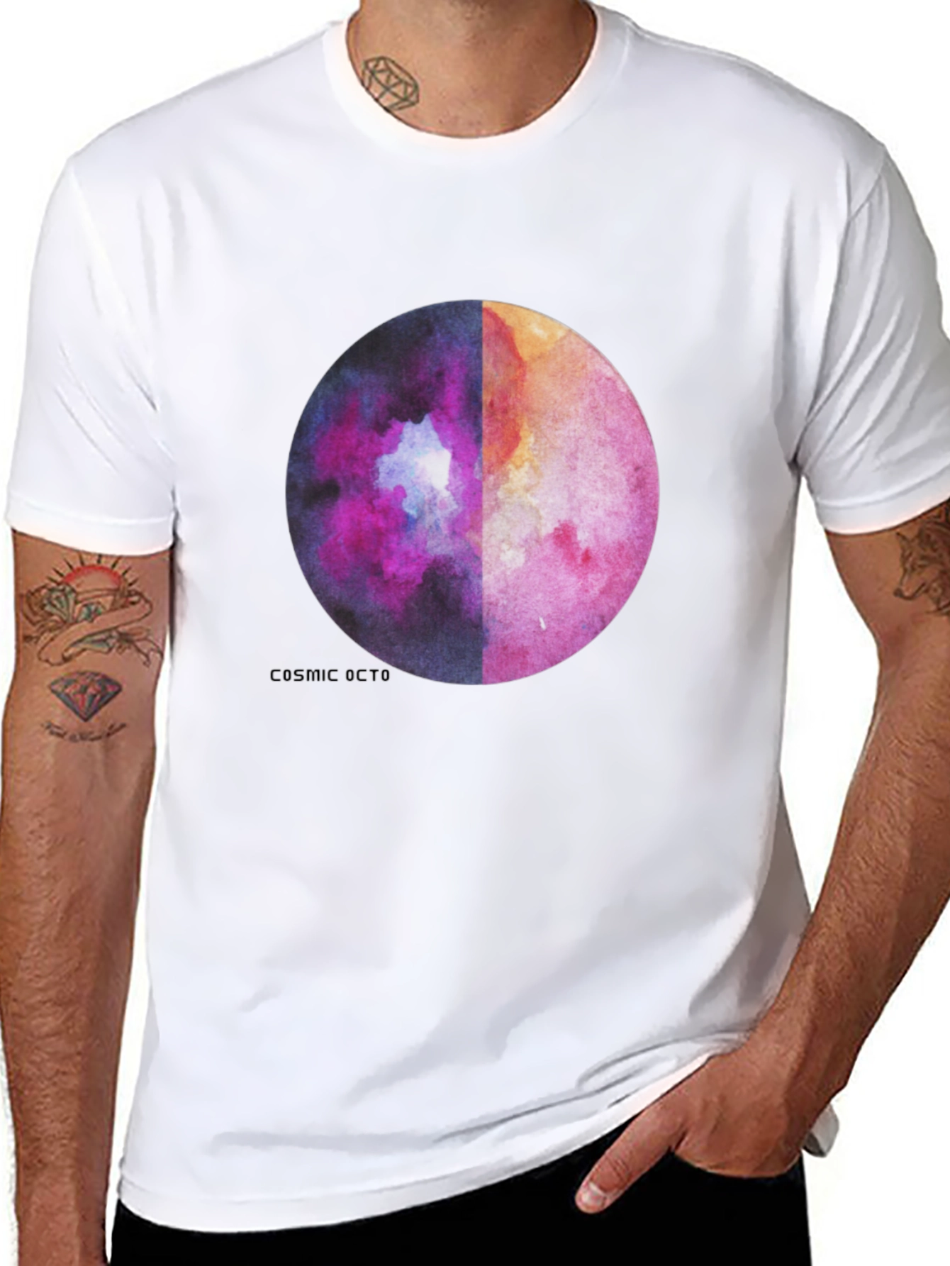 Cosmic Octo Moon Watercolor Graphic Tee