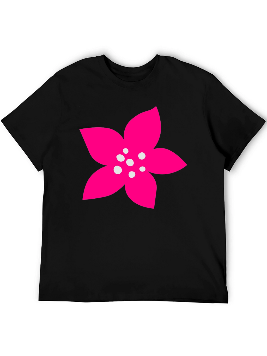 Black T-Shirt with Pink Flower Graphic