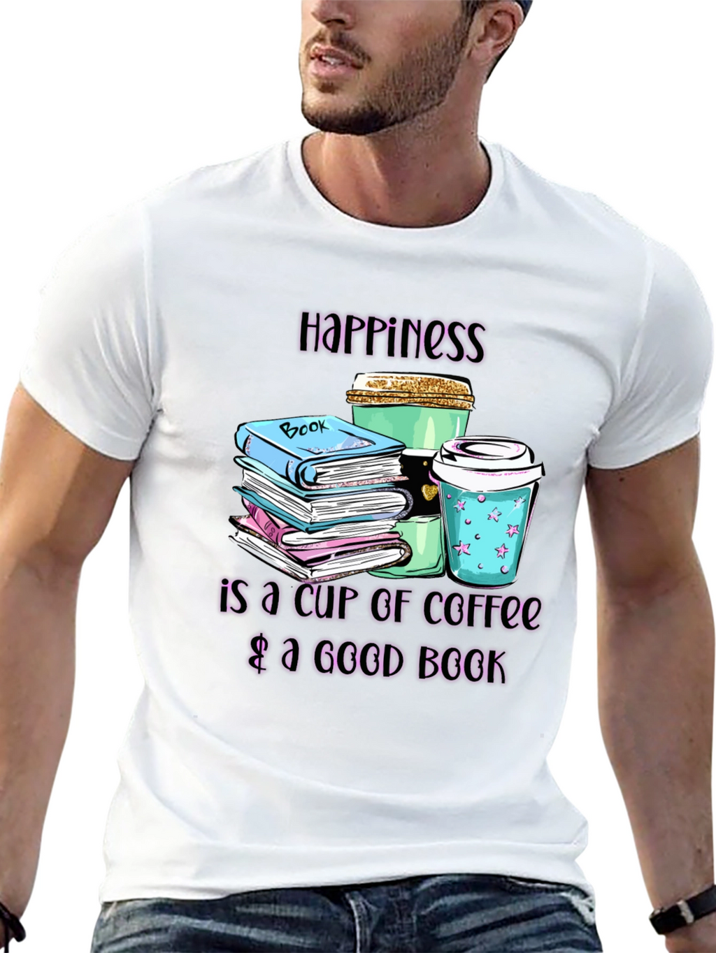Happiness Coffee & Books Graphic Tee