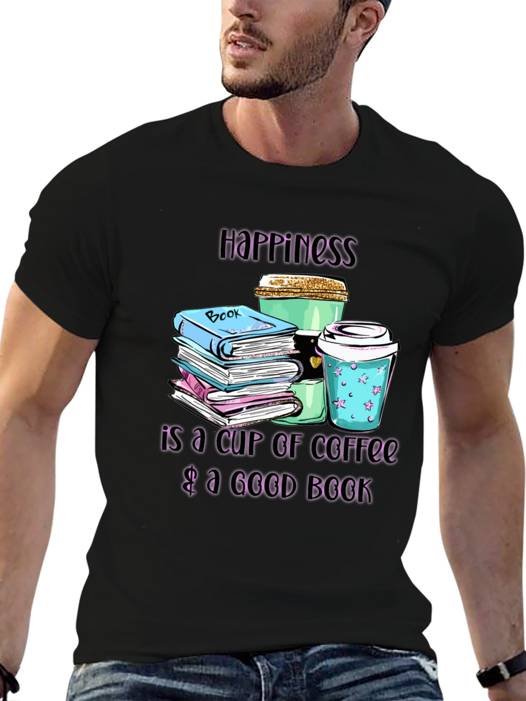 Happiness Coffee & Books Graphic Tee
