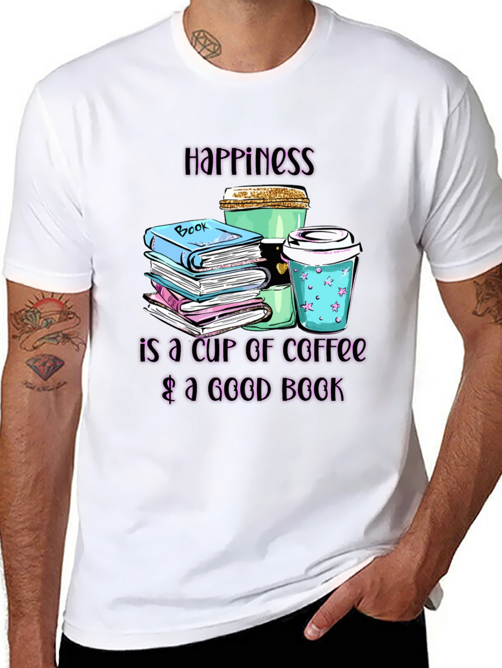 Happiness Coffee & Books Graphic Tee