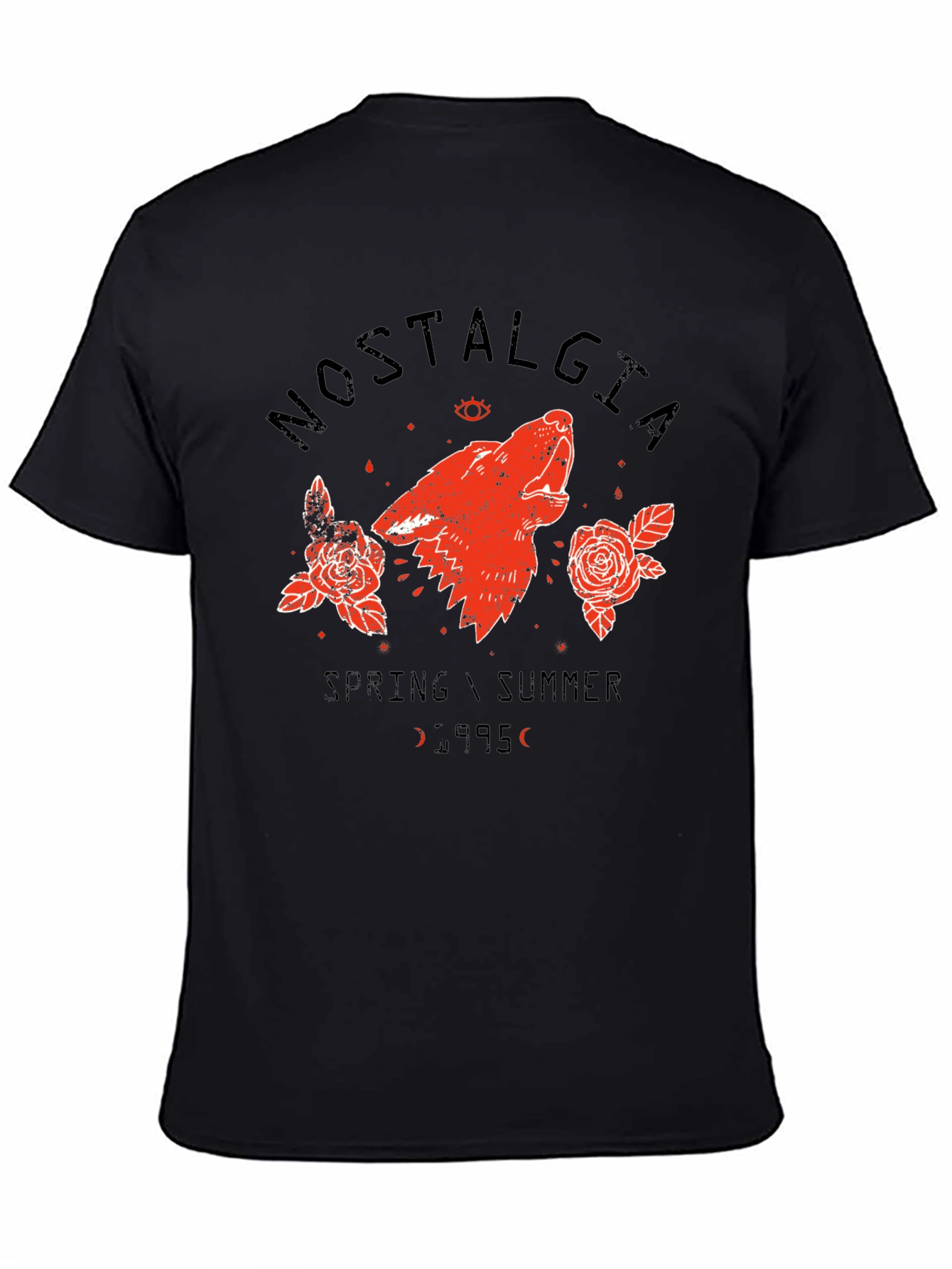 Nostalgia 95 Wolf Graphic Black T-Shirt