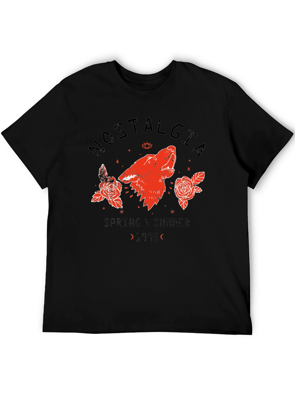 Nostalgia 95 Wolf Graphic Black T-Shirt