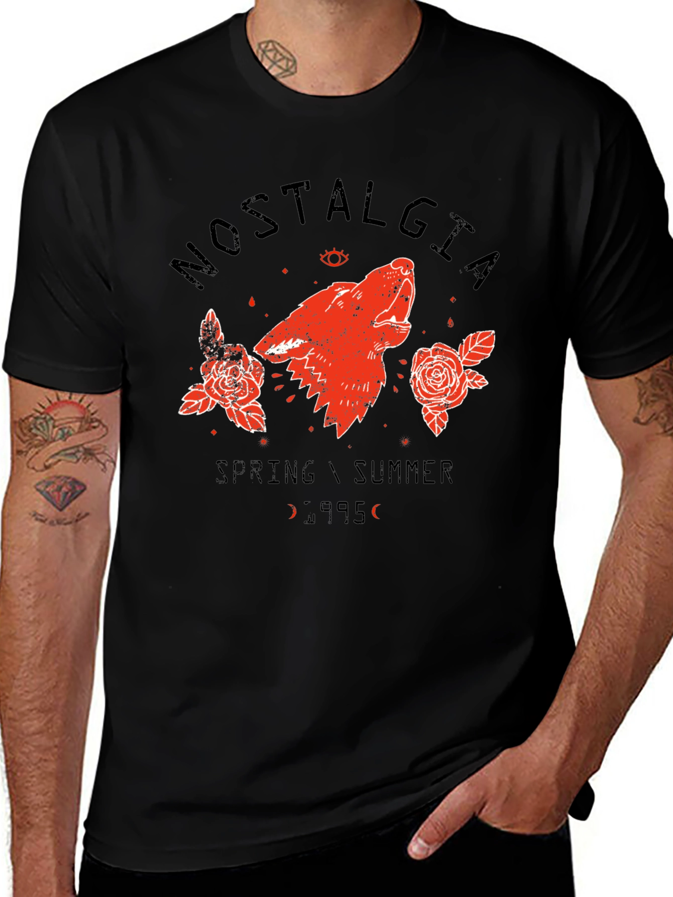 Nostalgia 95 Wolf Graphic Black T-Shirt