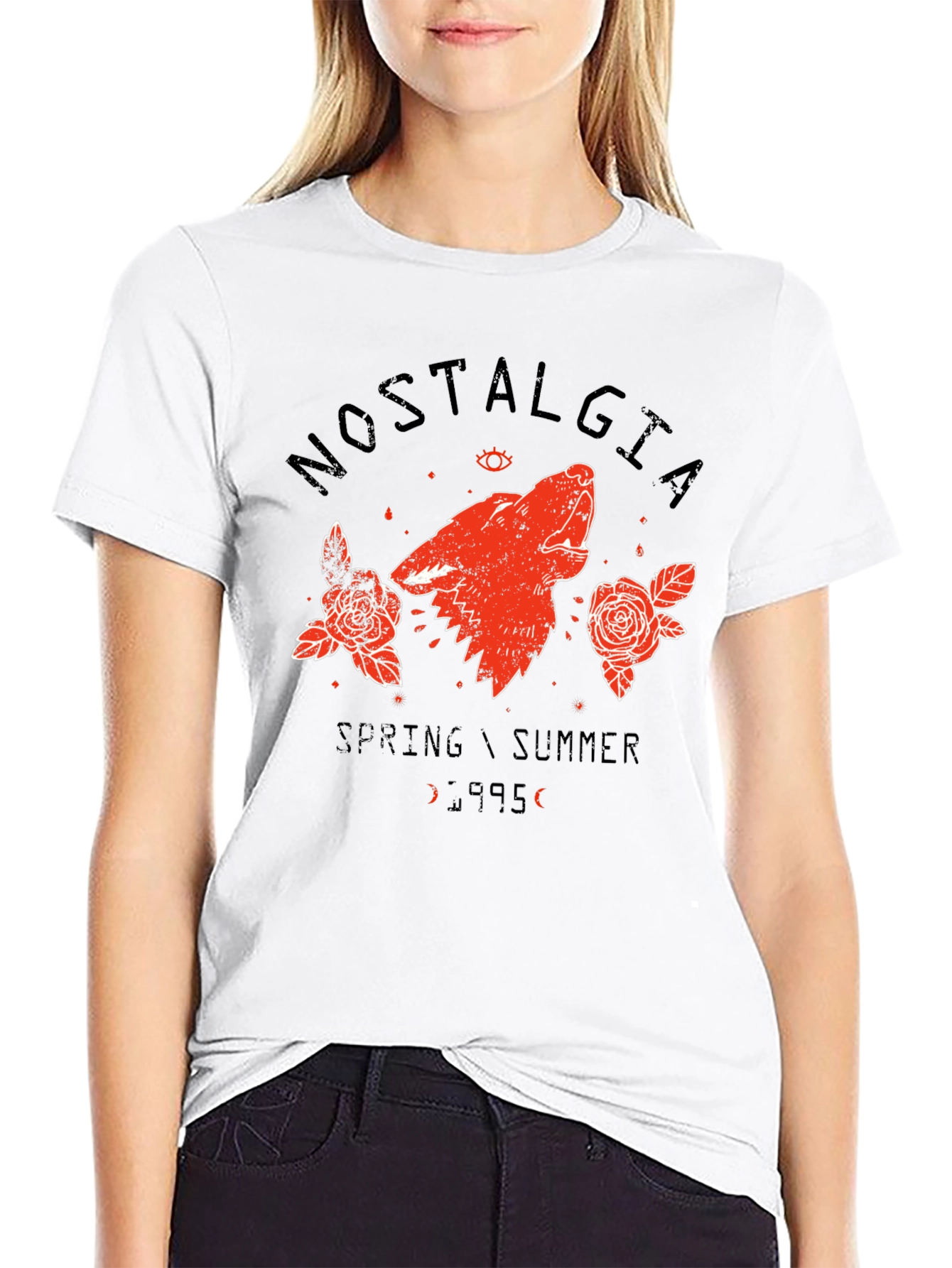 Nostalgia 95 Wolf Graphic Black T-Shirt