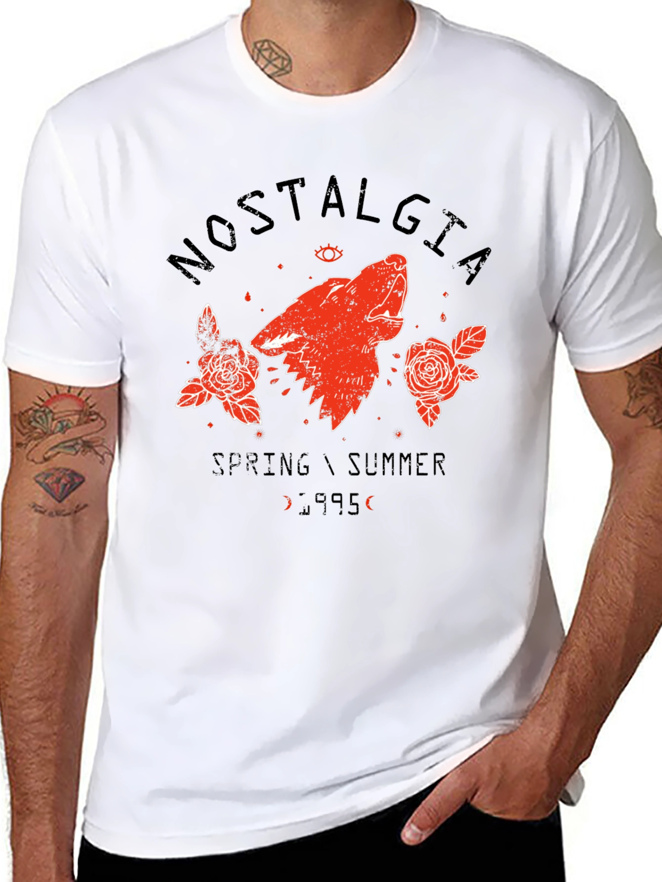 Nostalgia 95 Wolf Graphic Black T-Shirt
