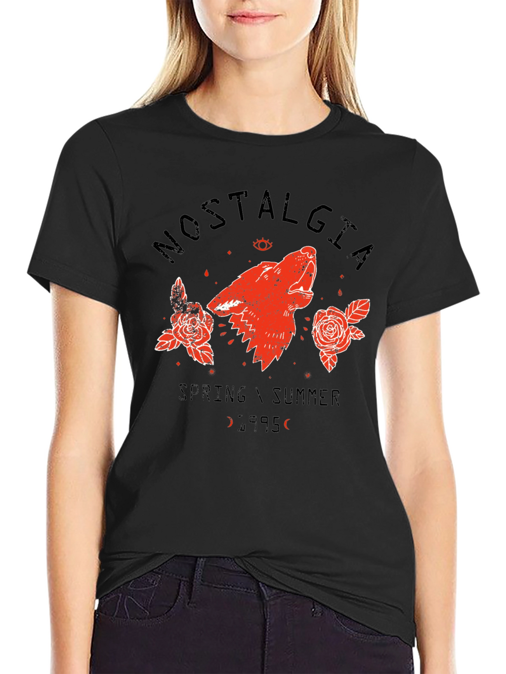 Nostalgia 95 Wolf Graphic Black T-Shirt