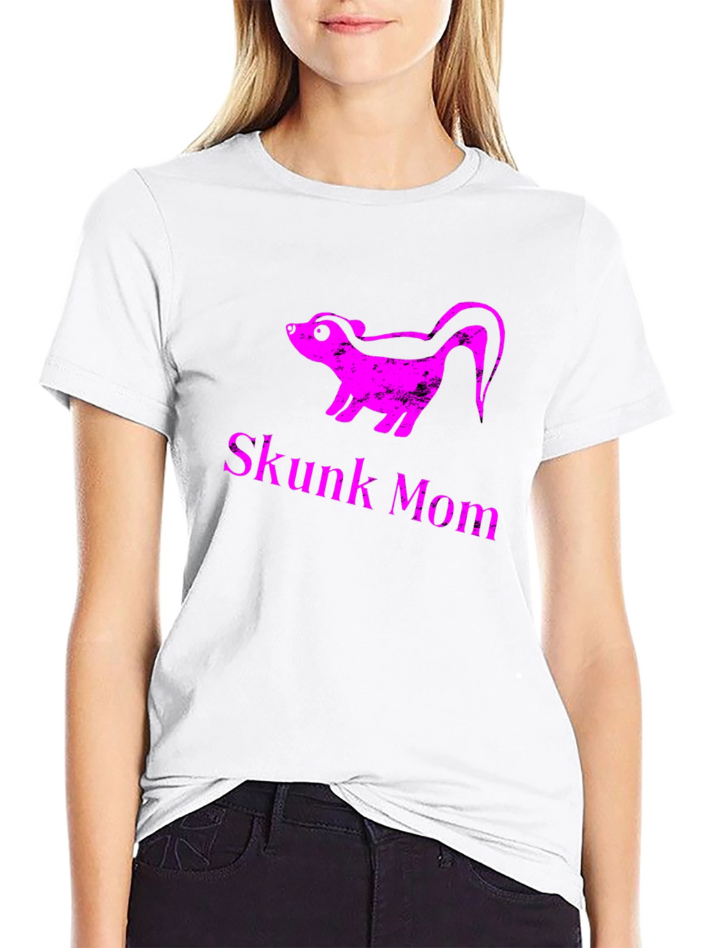 Skunk Mom Graphic T-Shirt - Black