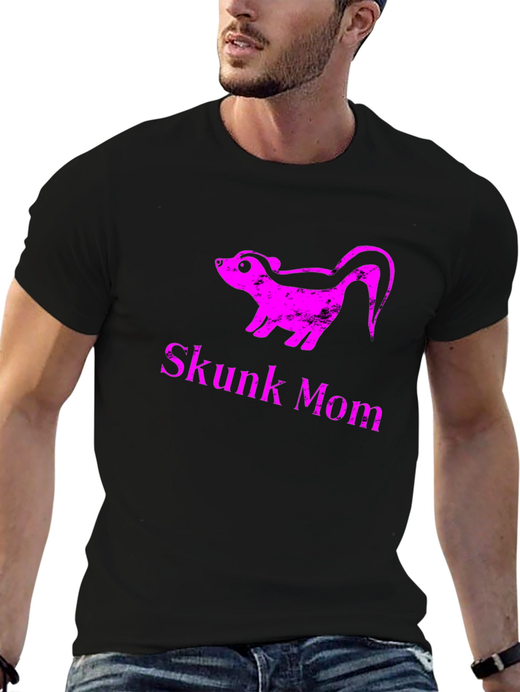 Skunk Mom Graphic T-Shirt - Black