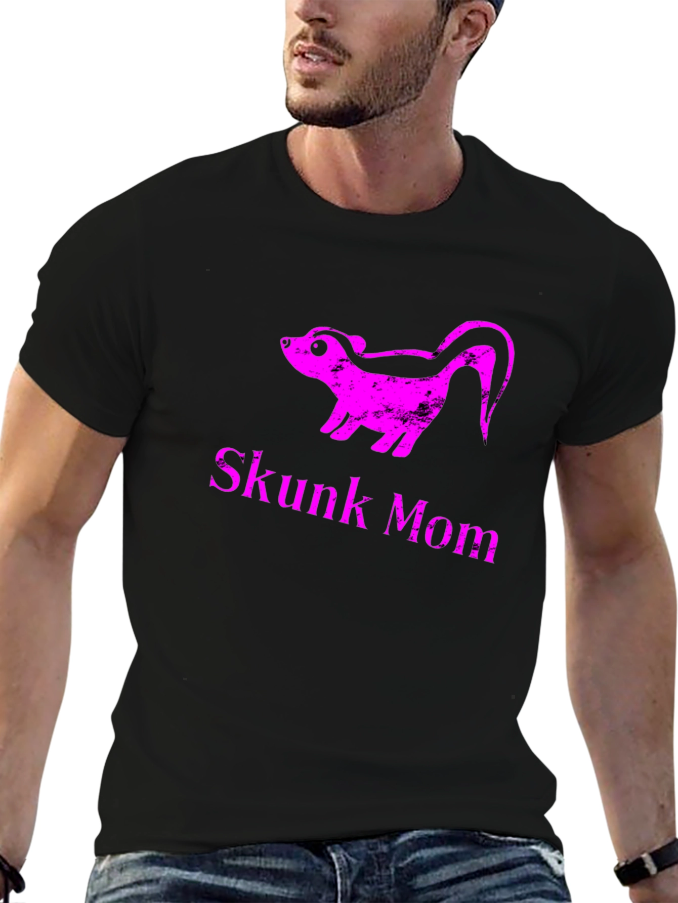 Skunk Mom Graphic T-Shirt - Black