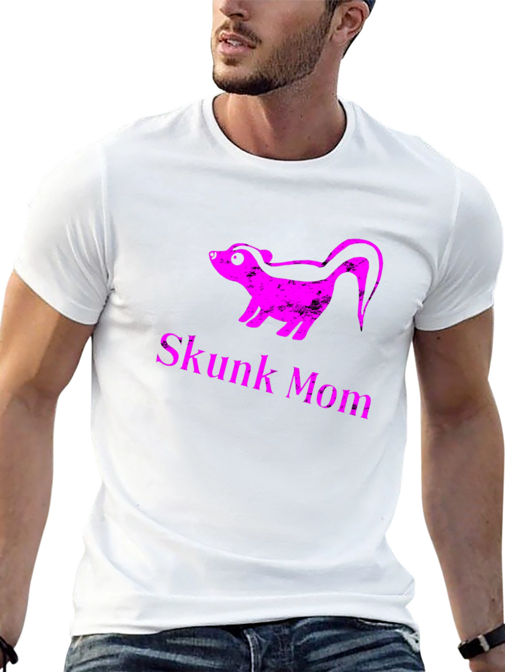 Skunk Mom Graphic T-Shirt - Black