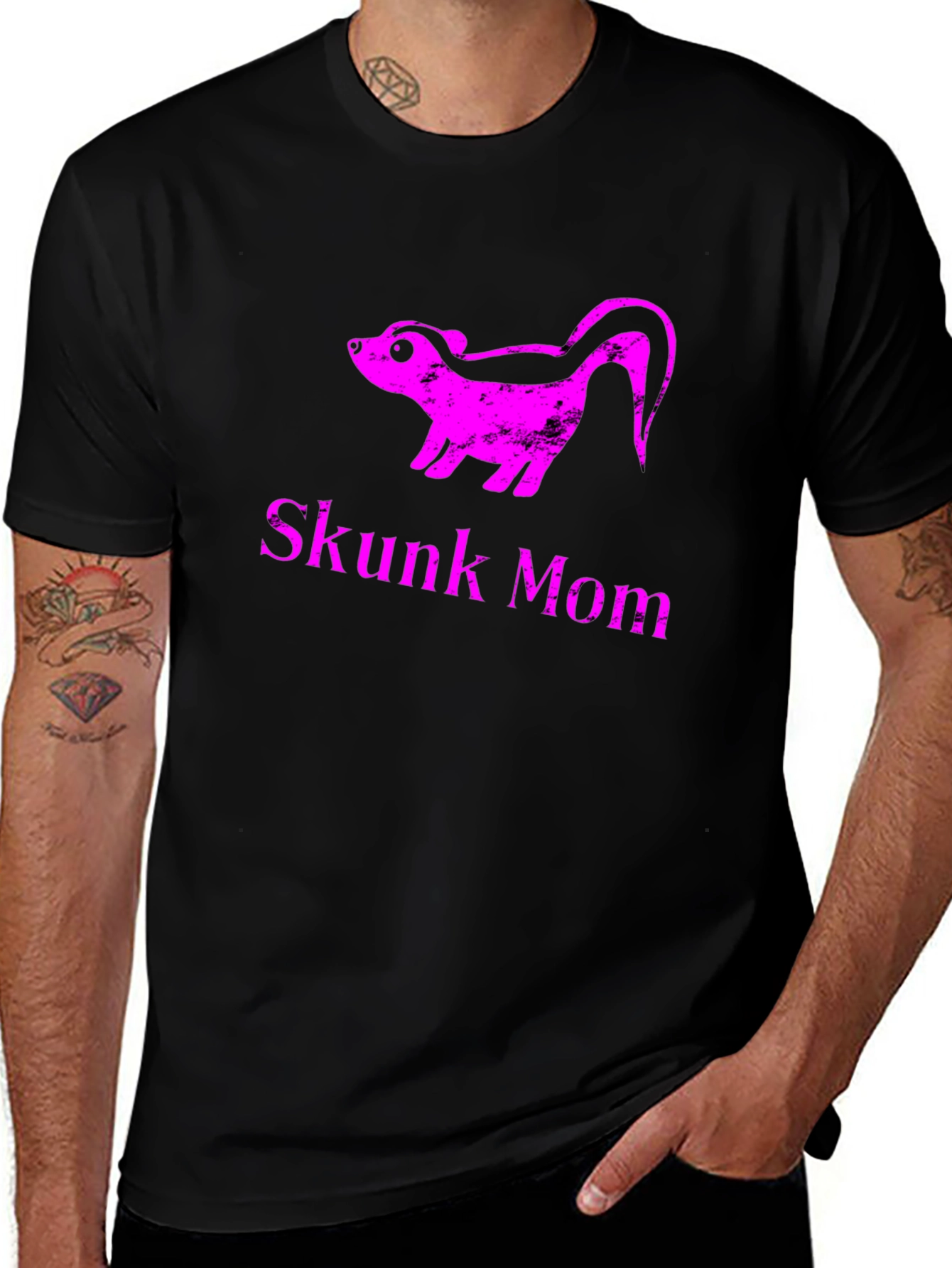 Skunk Mom Graphic T-Shirt - Black
