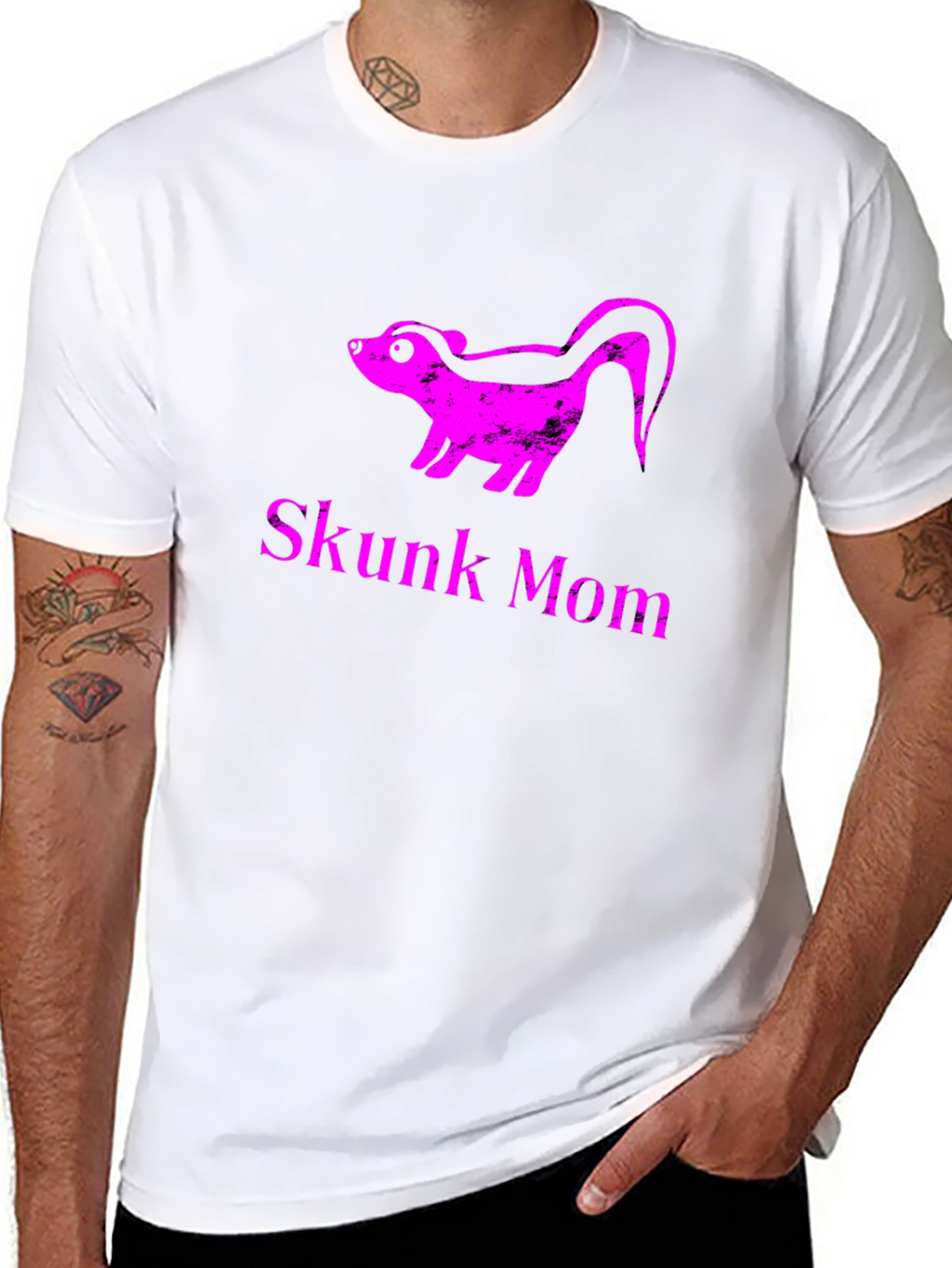 Skunk Mom Graphic T-Shirt - Black