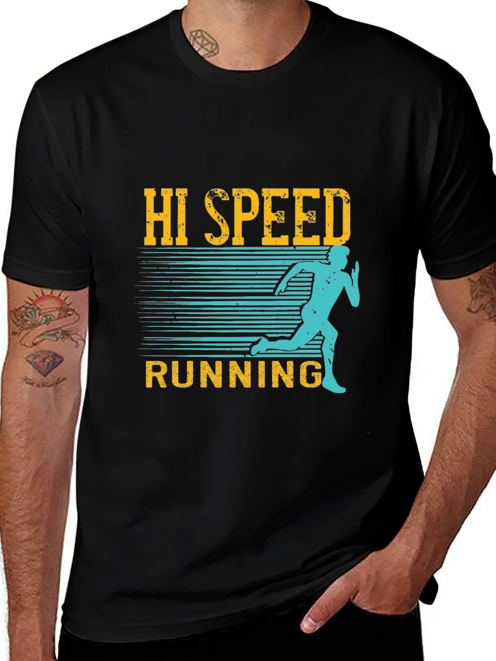 Hi Speed Running Black Graphic T-Shirt
