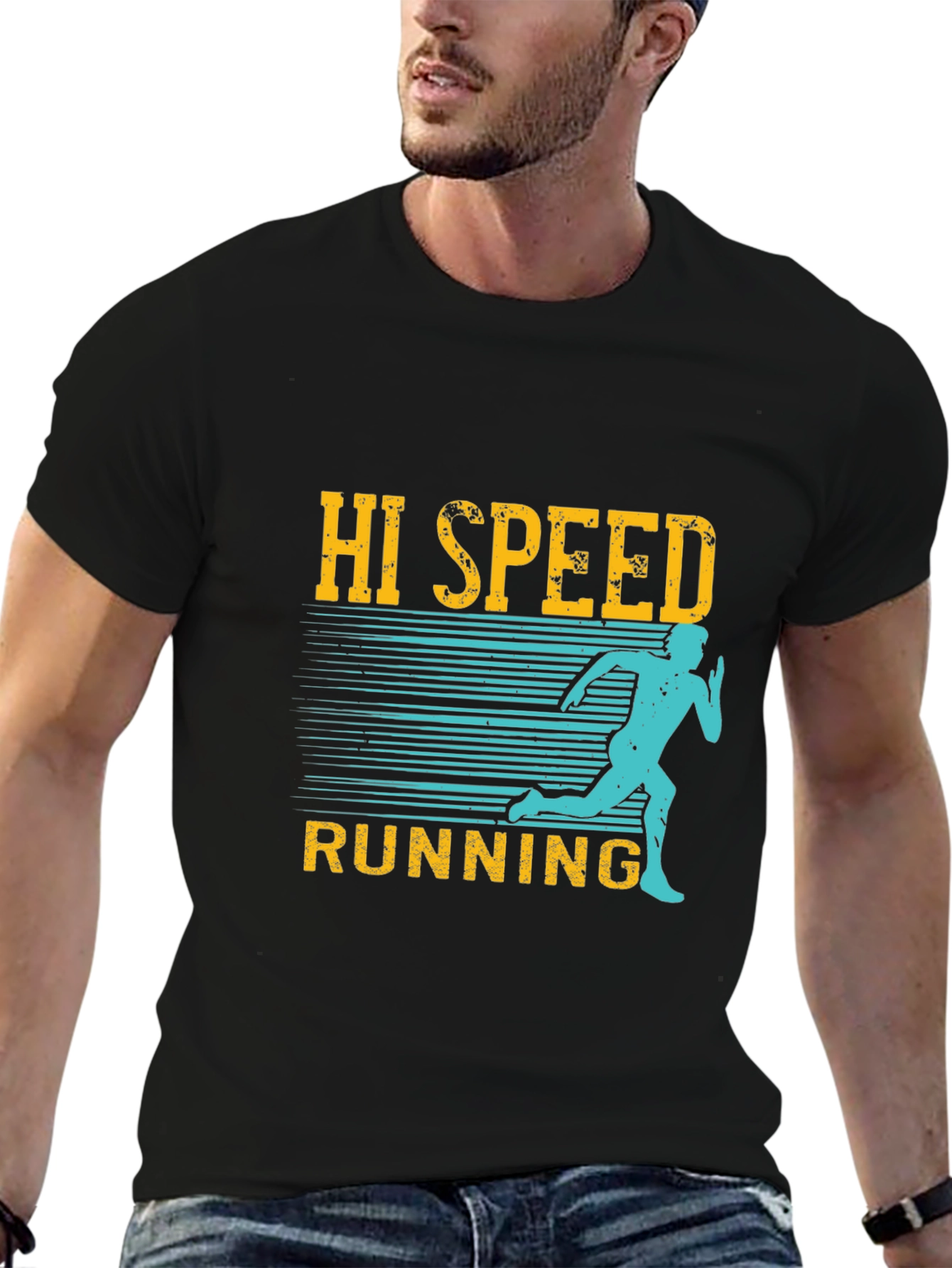 Hi Speed Running Black Graphic T-Shirt
