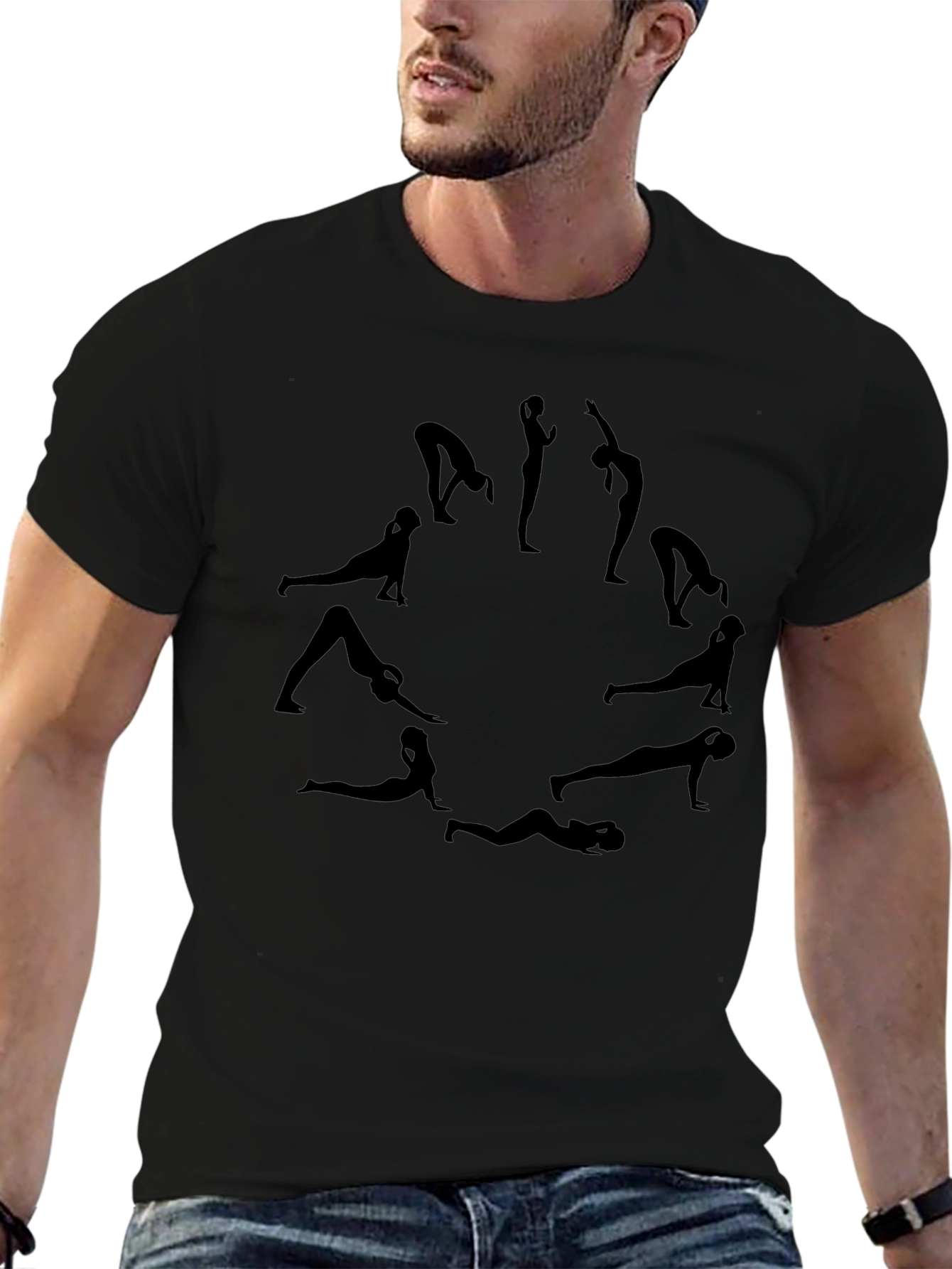 Yoga Pose Circle T-Shirt - Black Graphic Tee