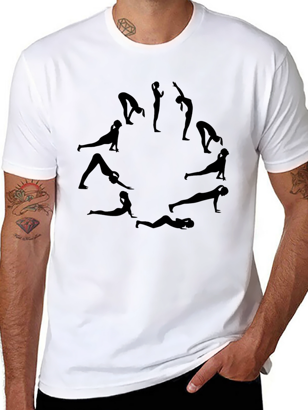 Yoga Pose Circle T-Shirt - Black Graphic Tee