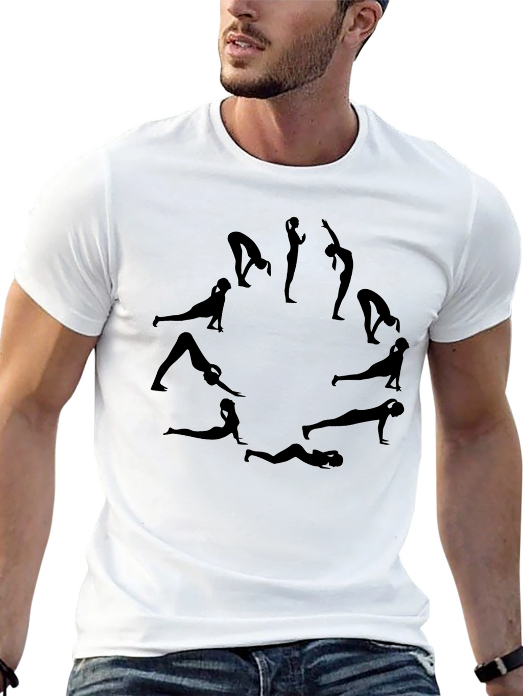 Yoga Pose Circle T-Shirt - Black Graphic Tee