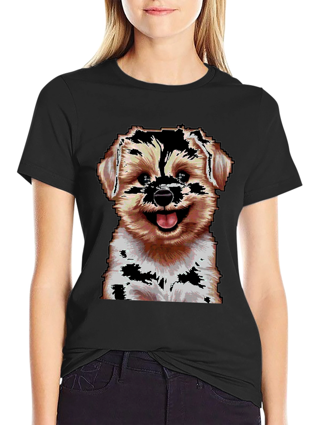 Pixelated Dog Graphic T-Shirt