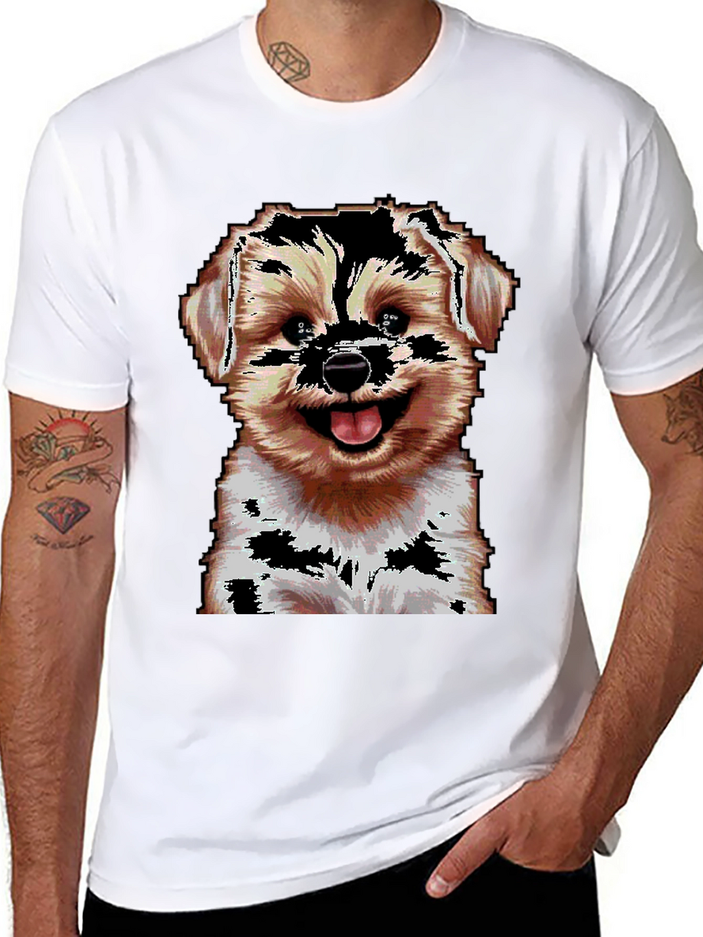 Pixelated Dog Graphic T-Shirt