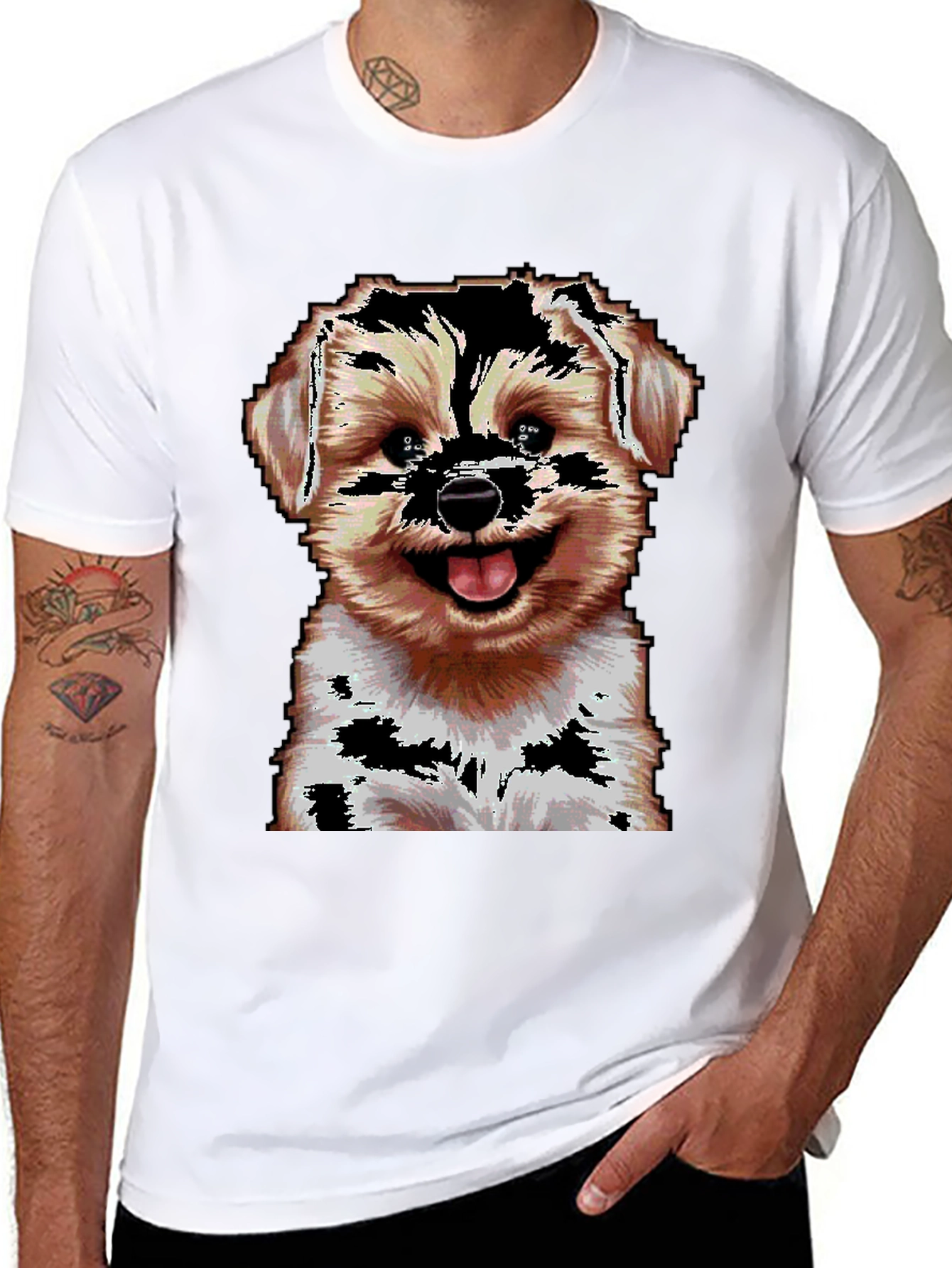 Pixelated Dog Graphic T-Shirt