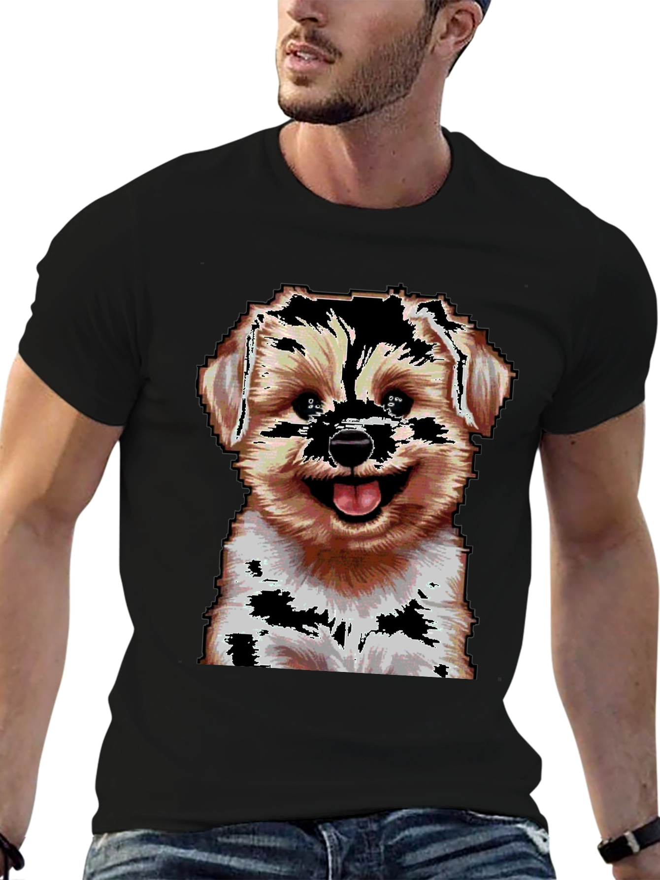 Pixelated Dog Graphic T-Shirt