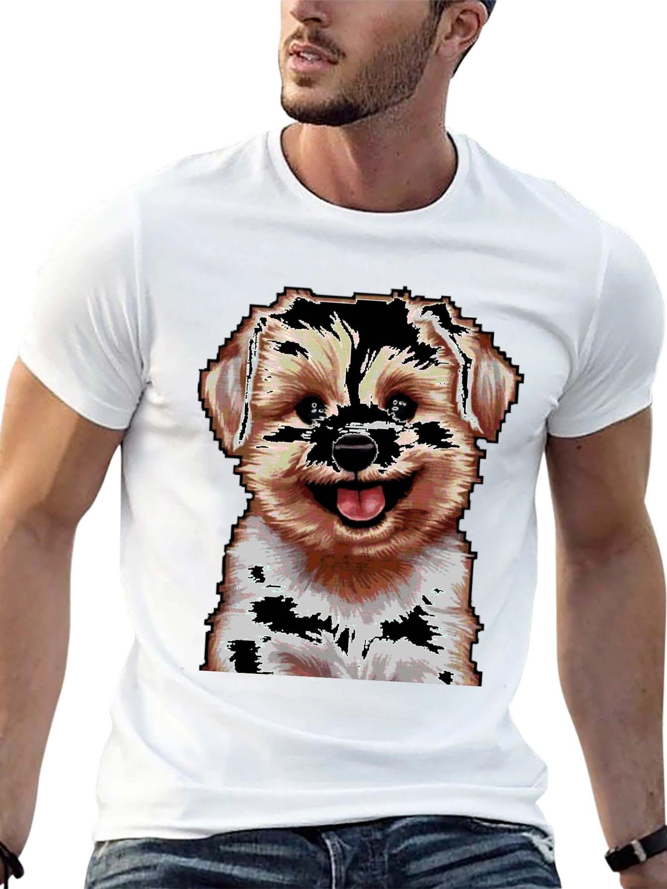 Pixelated Dog Graphic T-Shirt