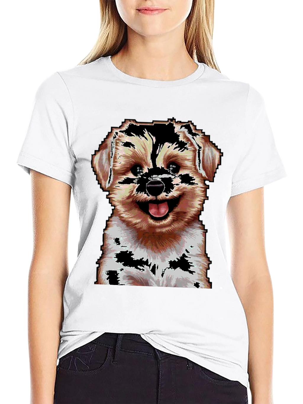 Pixelated Dog Graphic T-Shirt