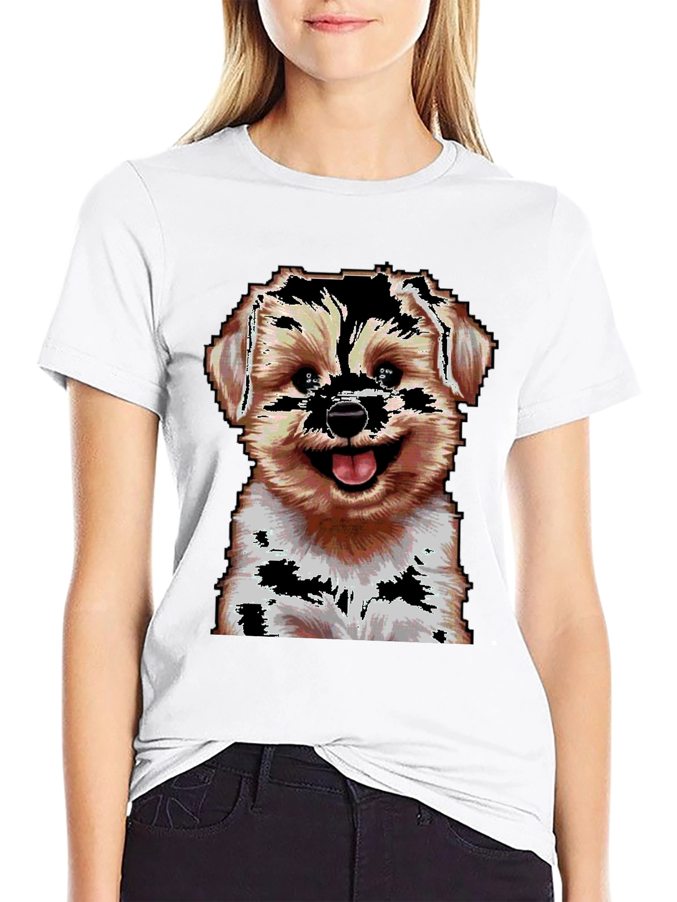 Pixelated Dog Graphic T-Shirt