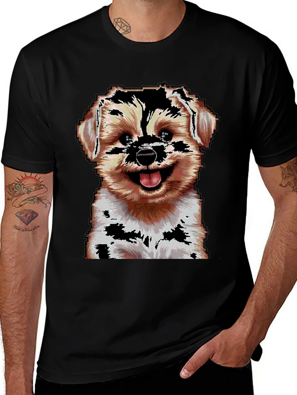 Pixelated Dog Graphic T-Shirt
