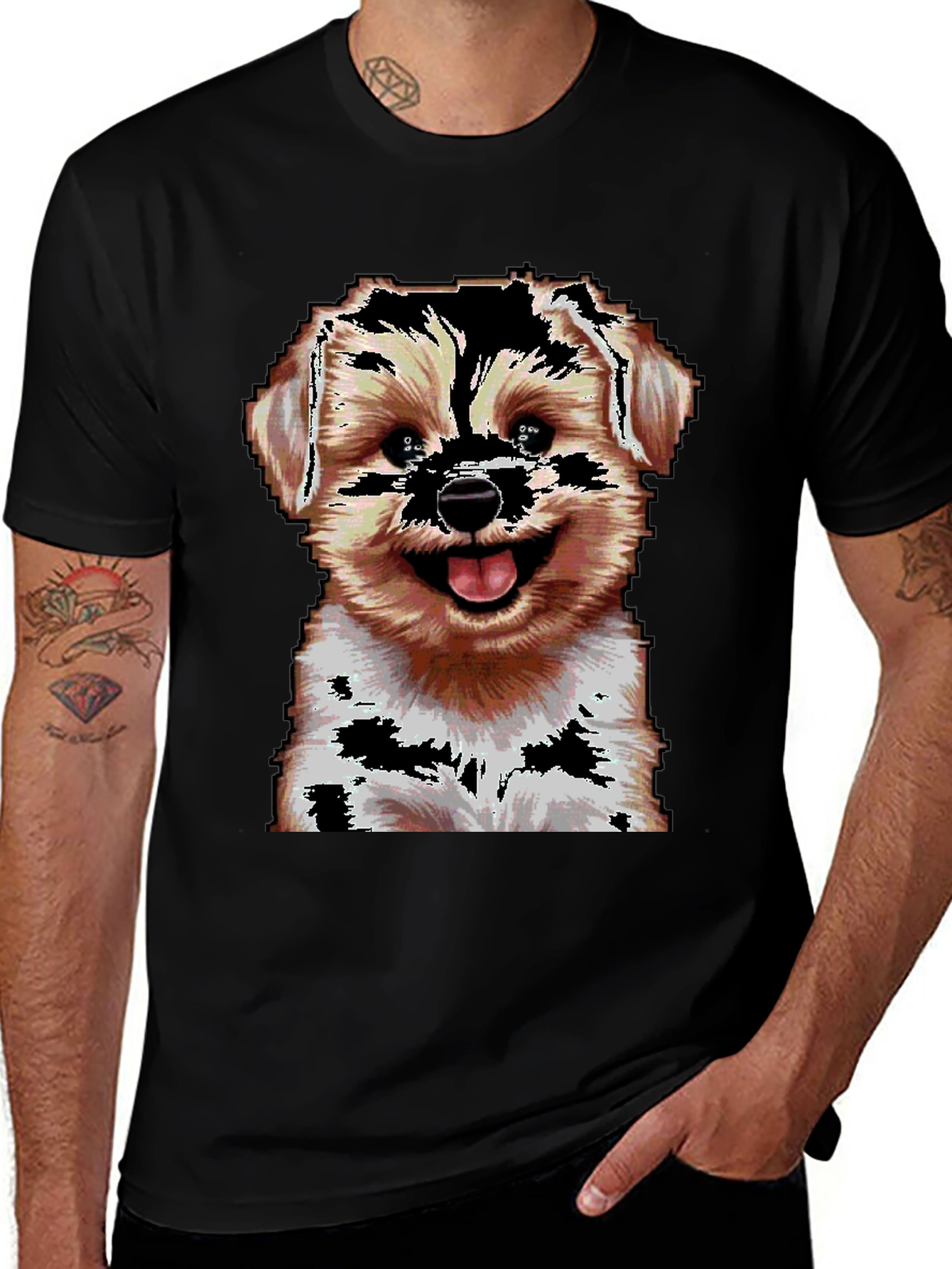 Pixelated Dog Graphic T-Shirt